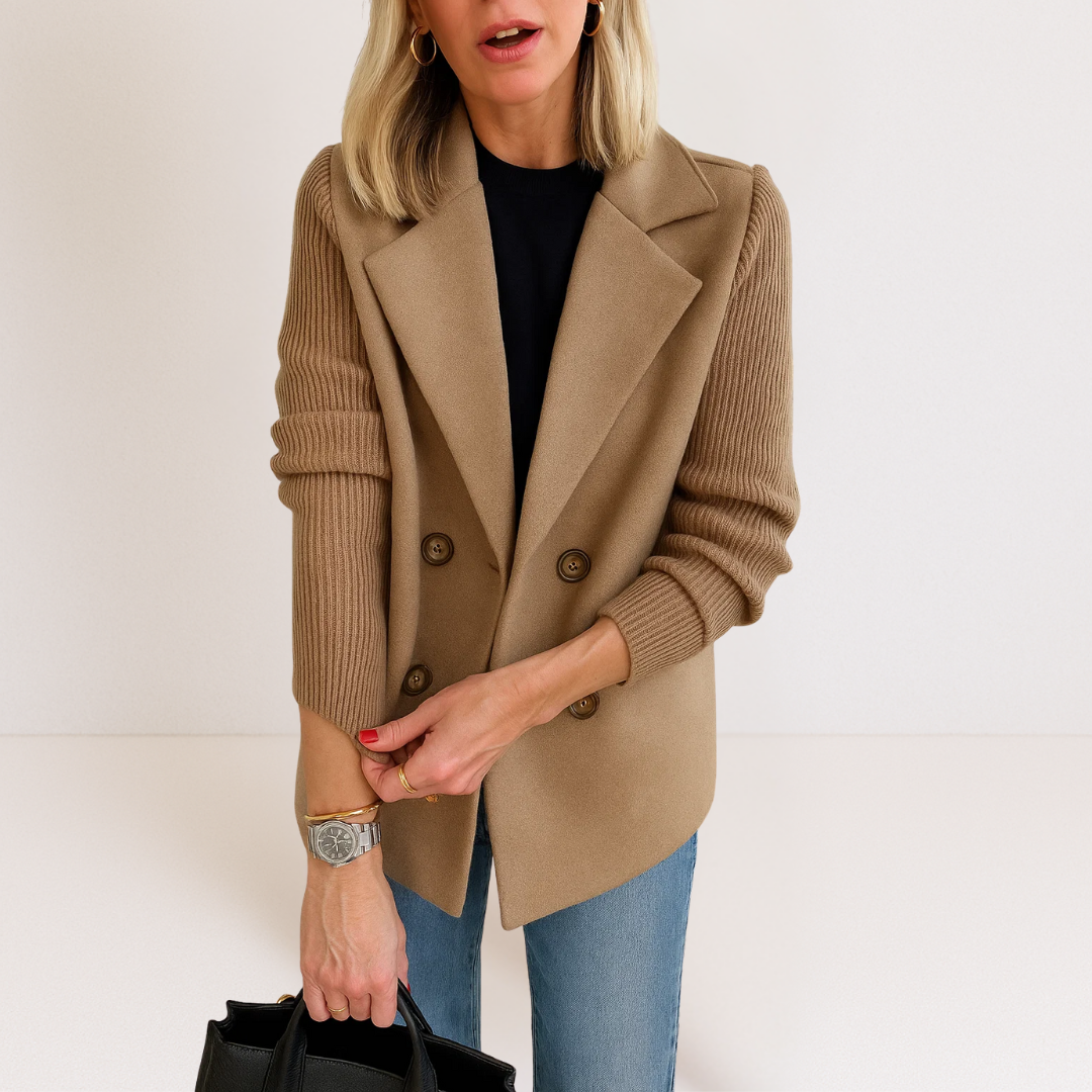 Romane | Abrigo Entallado con Mangas de Punto, Elegante
