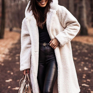Olalla | Abrigo Teddy Largo con Capucha y Cuello, Acogedor