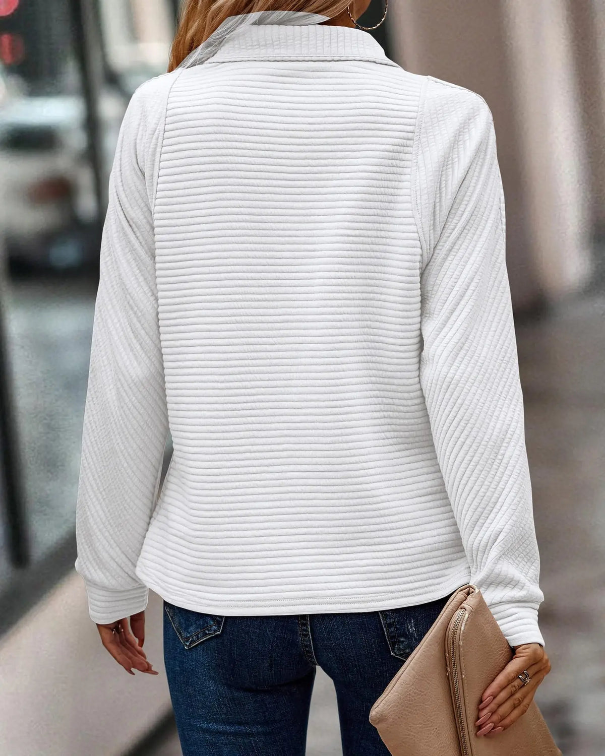 Elvira | Jersey de Canalé con Media Cremallera, Moderno