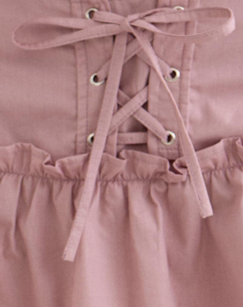 Anabel | Falda Mini de Popelín con Ojales y Volante, Romántica