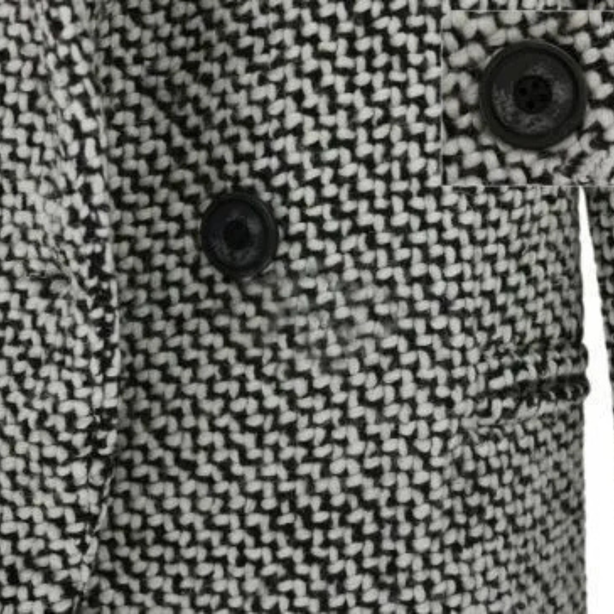 Ottavia | Abrigo de Tweed Texturizado Blanco y Negro, Elegante