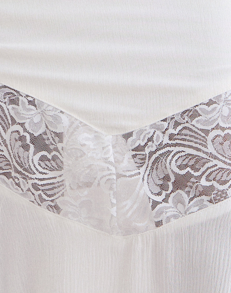 Rut | Falda Midi con Panel de Encaje y Cordón, Romántica