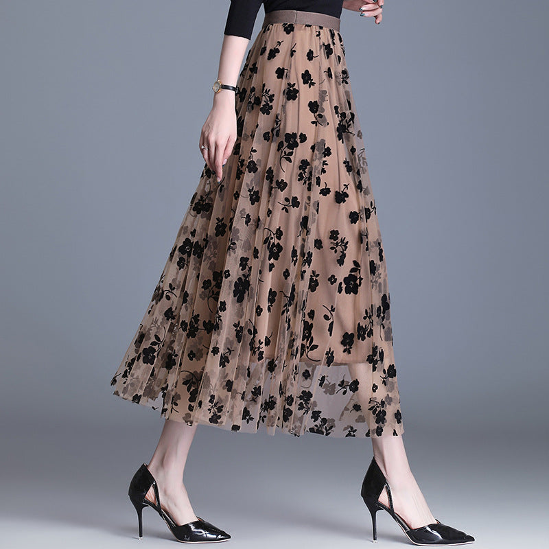 Adeline | Falda Midi de Tul con Bordado Floral, Romántica