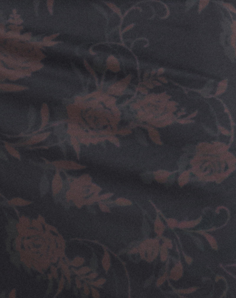 Georgina | Falda Midi Transparente con Estampado de Rosas, Romántica