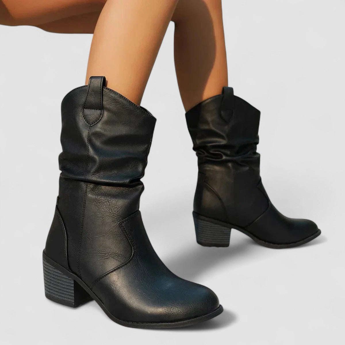 Vivian | Botas Ortopédicas de Piel con Tacón Ancho, Elegantes