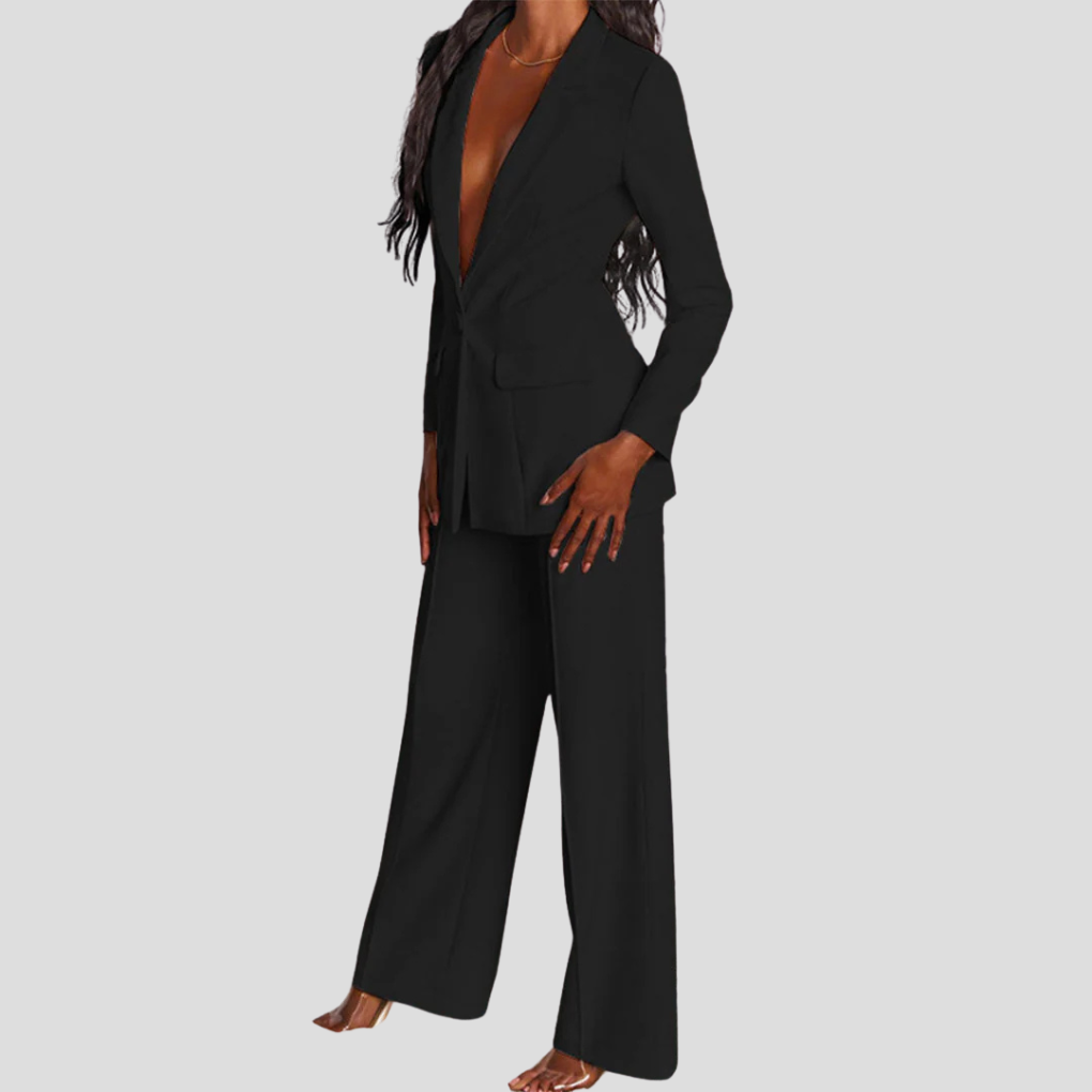 Carina | Traje de Blazer con Solapa y Pantalón Recto, Elegante