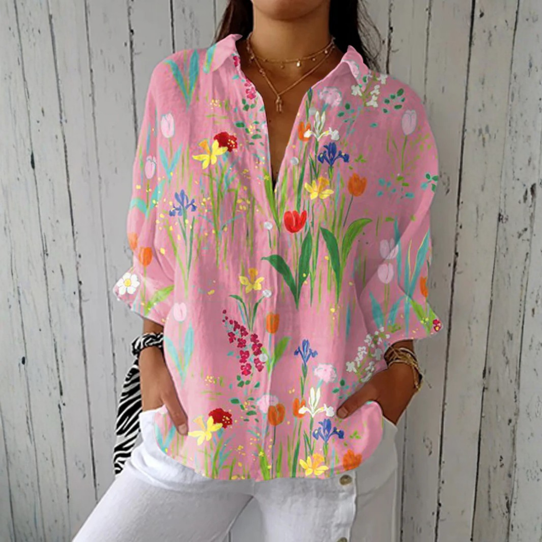 Clara | Blusa con Estampado de Jardín, Primaveral