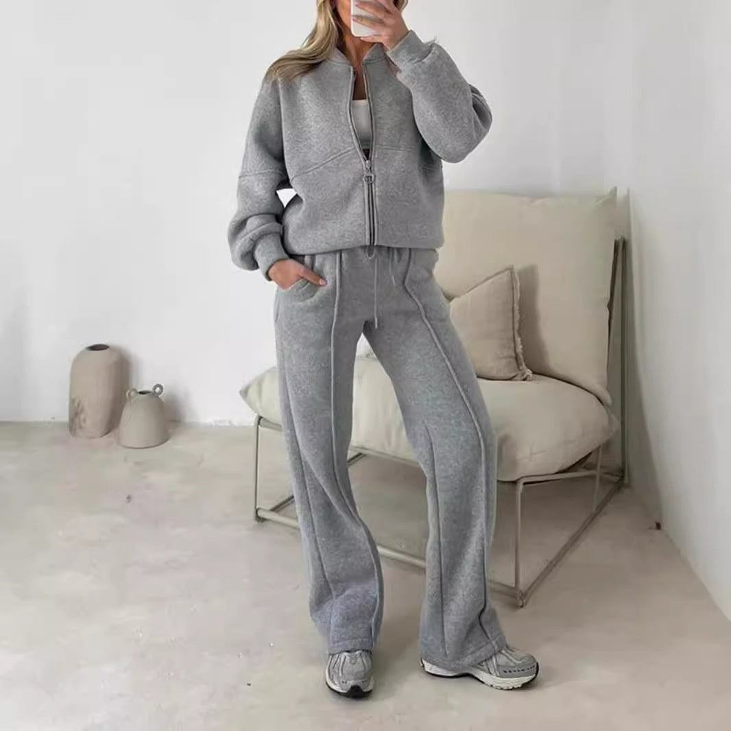 Zélie | Conjunto de Chaqueta con Cremallera y Pantalón, Casual