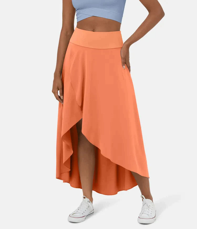 Amelie | Falda Midi Asimétrica de Tiro Alto, Elegante