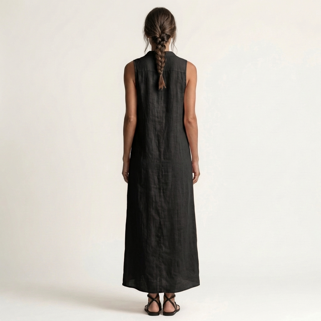 Mirabell | Vestido Maxi sin Mangas con Capucha y Botones, Versátil