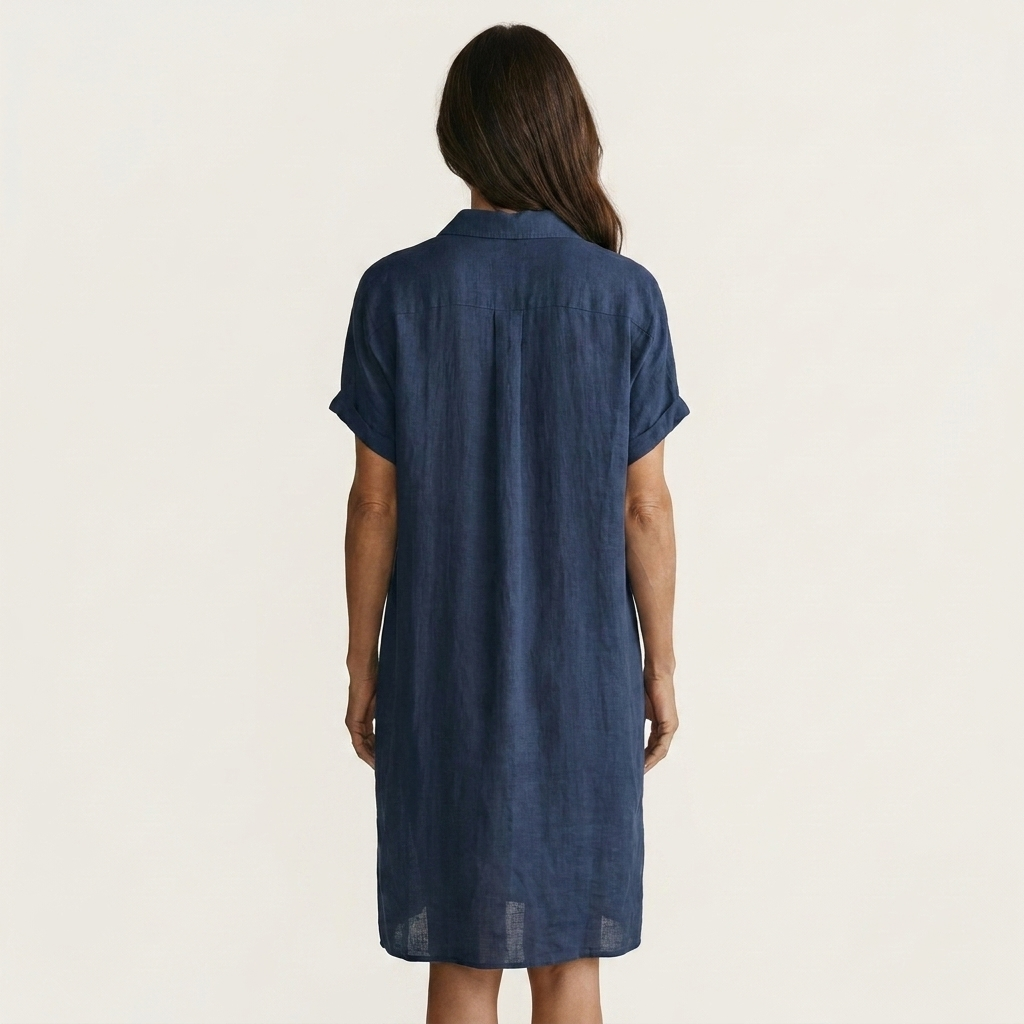 Nidalie | Vestido Camisero Midi con Puños Vueltos, Fresco y Casual