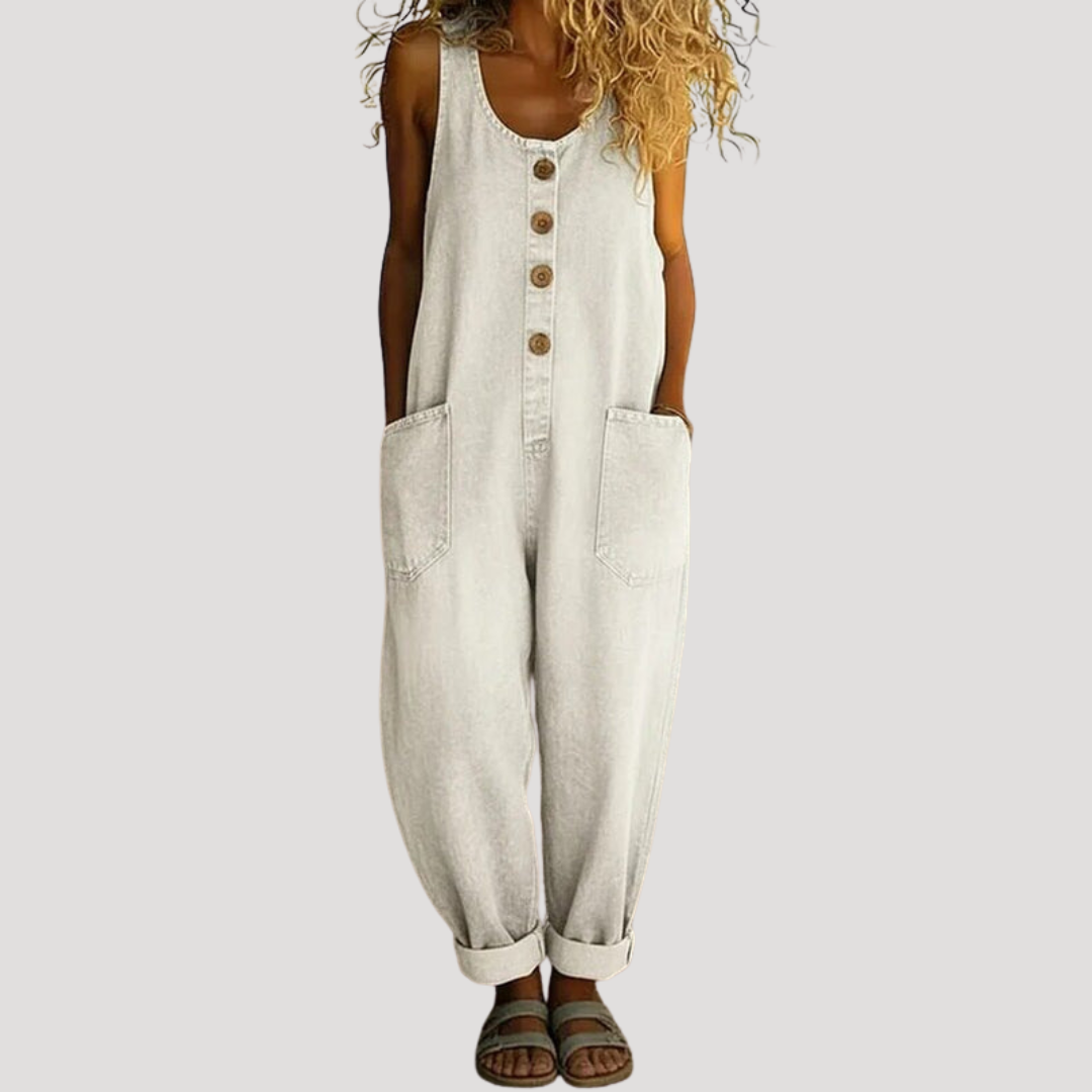 Mireille | Mono Peto de Pierna Ancha con Botones, Casual
