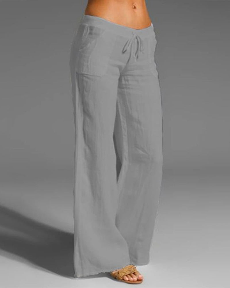 Doriana | Pantalón Liso de Pierna Ancha, Elegancia Fluida