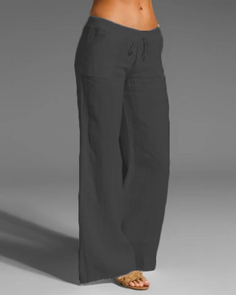 Doriana | Pantalón Liso de Pierna Ancha, Elegancia Fluida