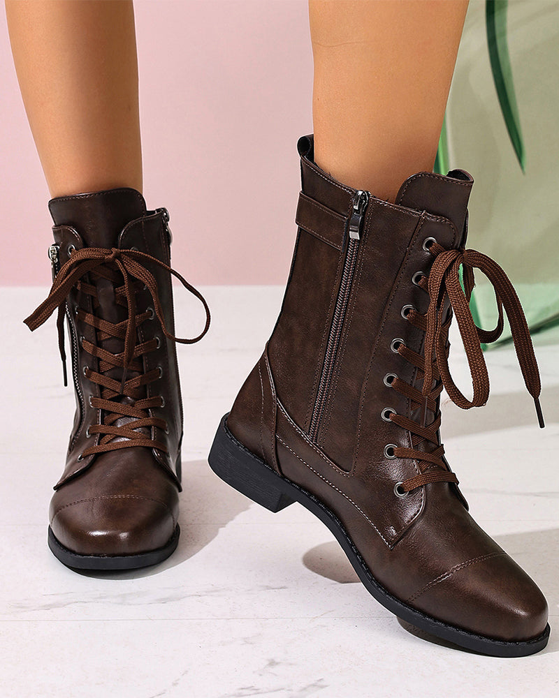 Botas de Puntera Redonda con Cremallera