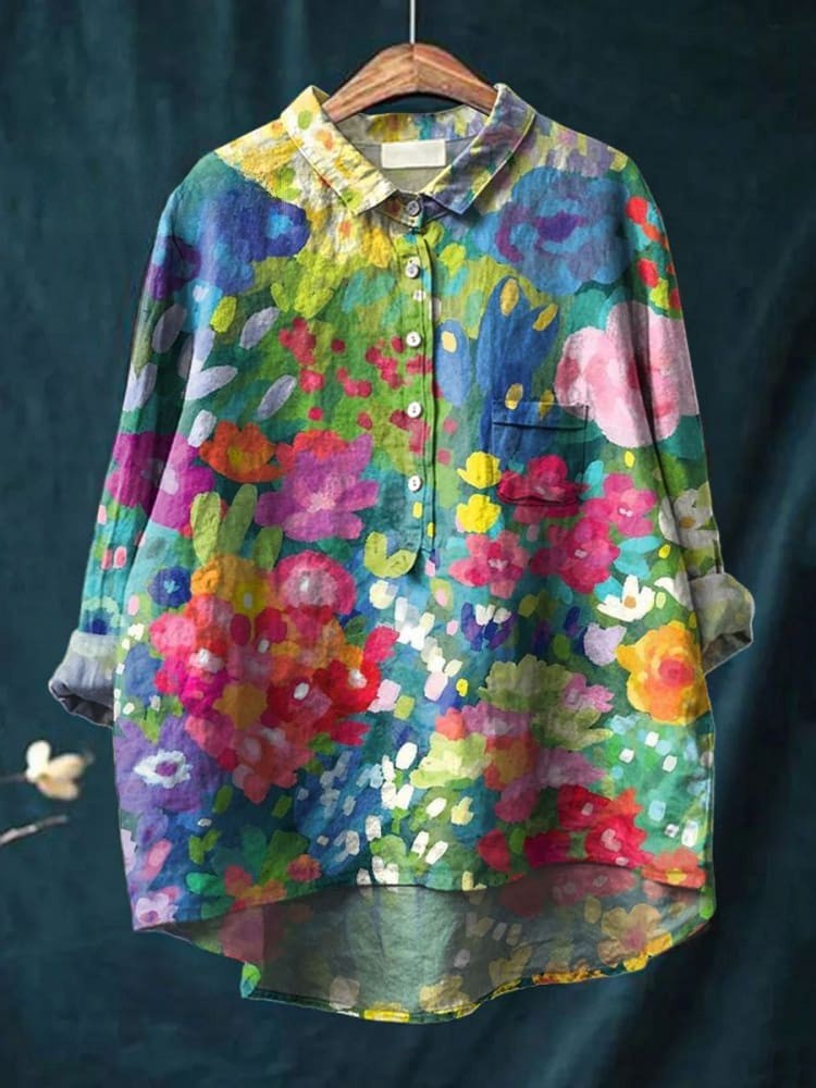 Sofía | Camisa con Flores en Acuarela, Fresca
