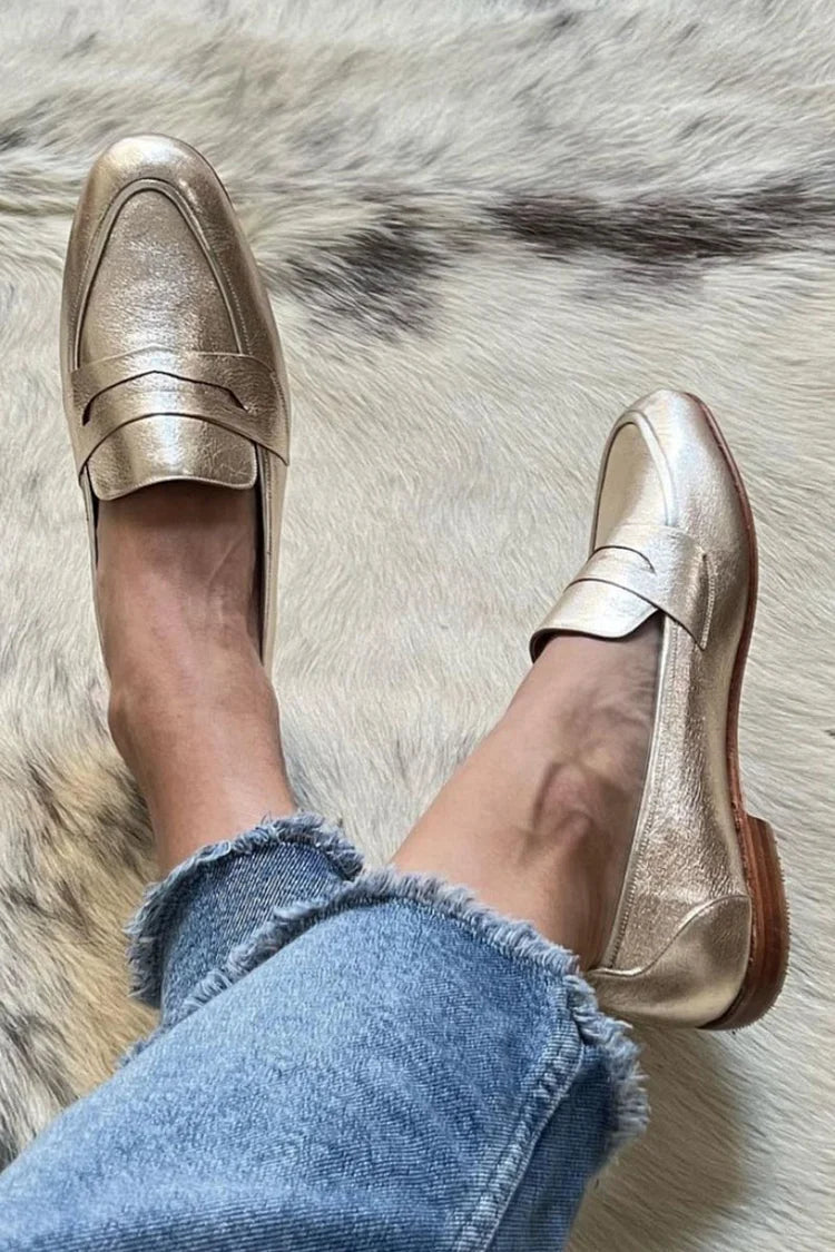 Hillary | Mocasines Patchwork Dorados, Originales
