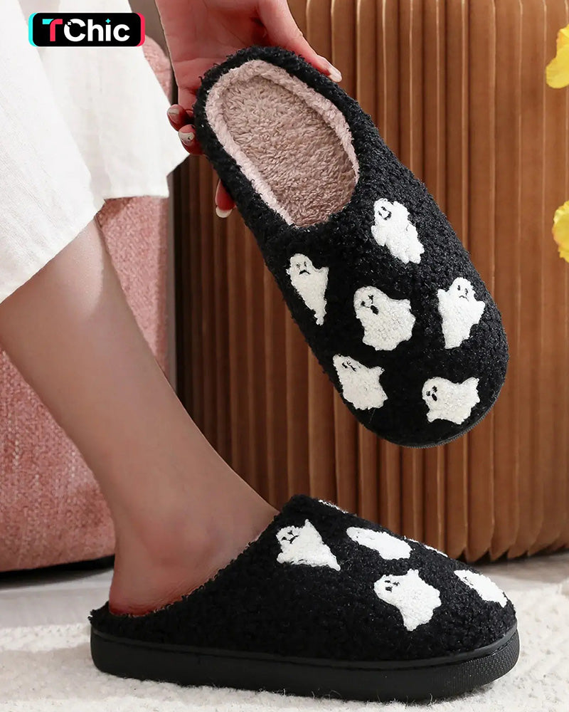 Zapatillas de Casa de Peluche con Fantasmas