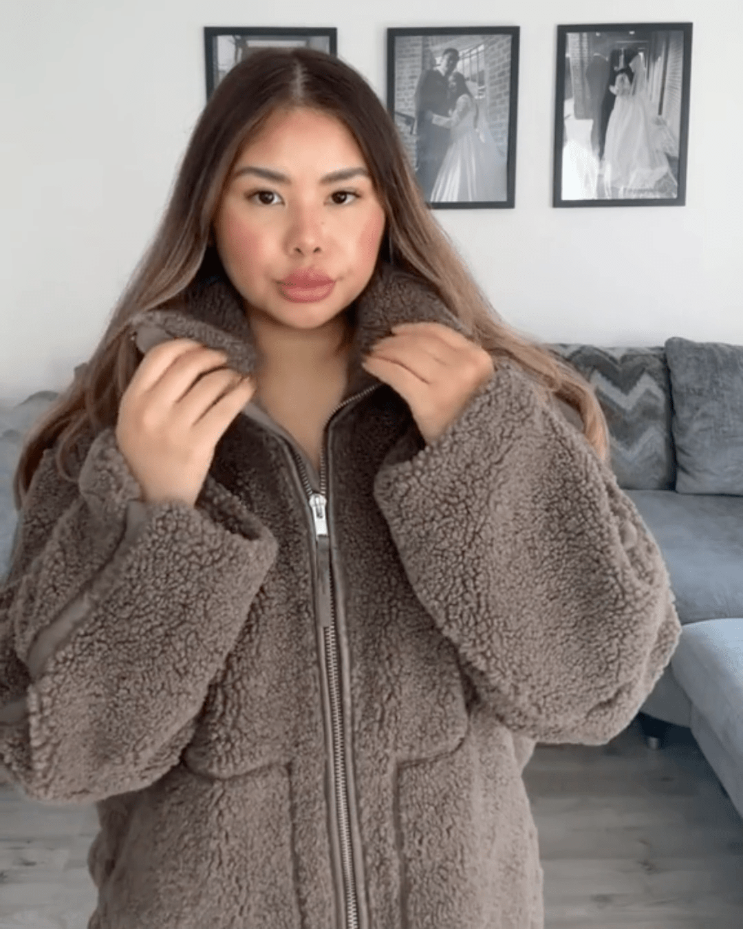 Raffaella | Chaqueta Teddy con Doble Cremallera, Acogedora