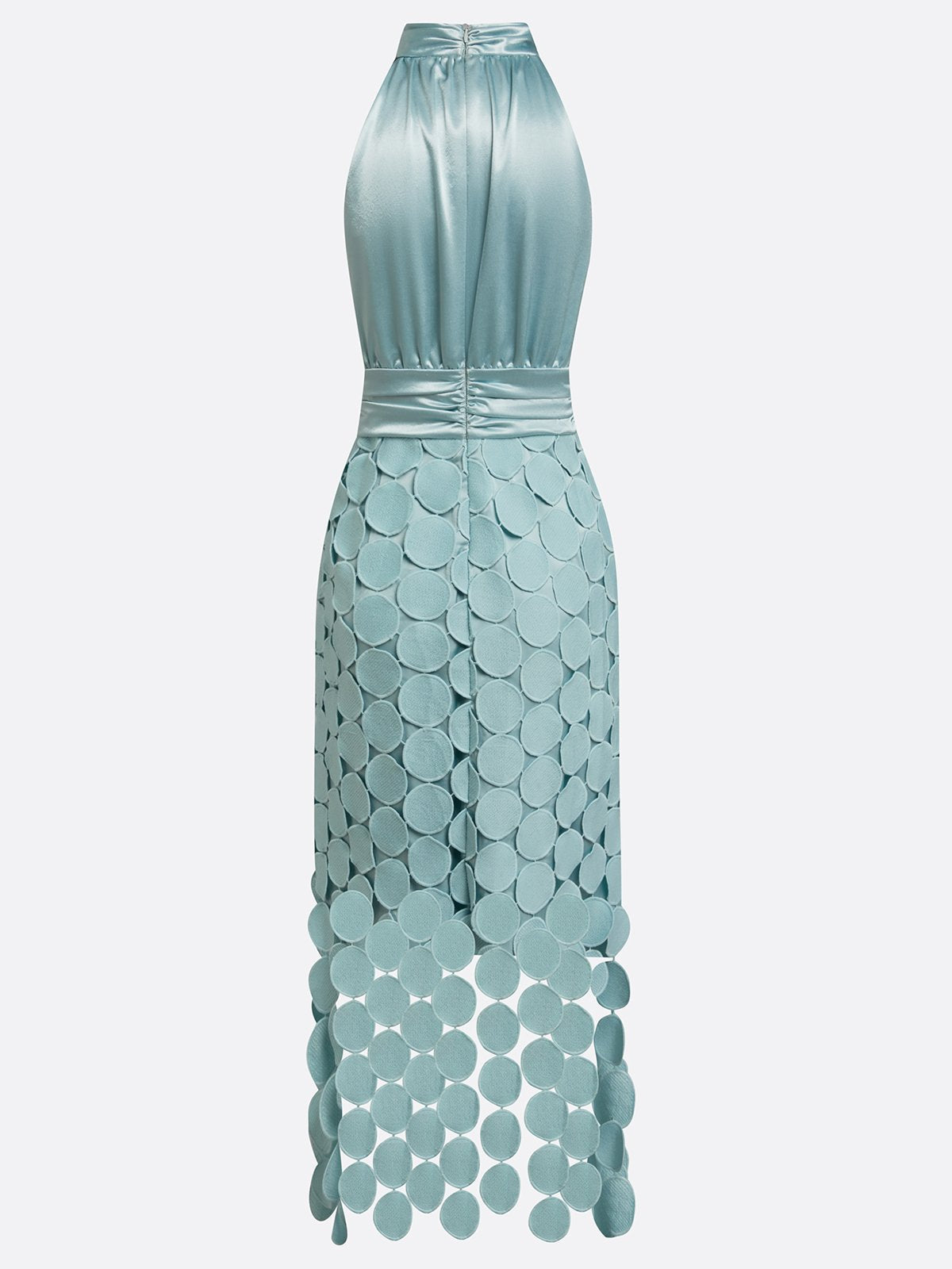 Celine | Vestido Midi de Invitada con Cuello Halter y Apliques, Elegante
