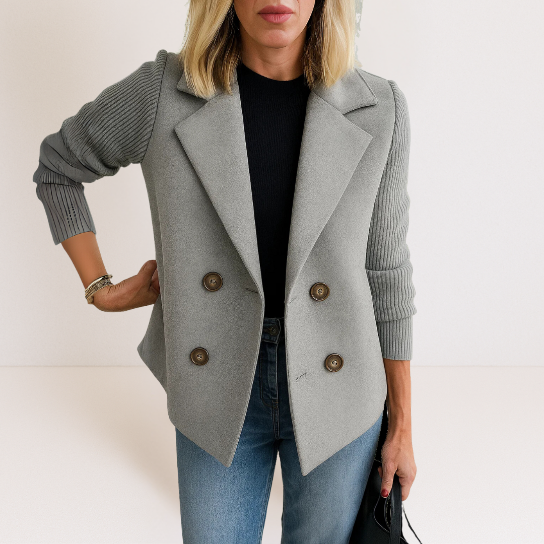 Romane | Abrigo Entallado con Mangas de Punto, Elegante