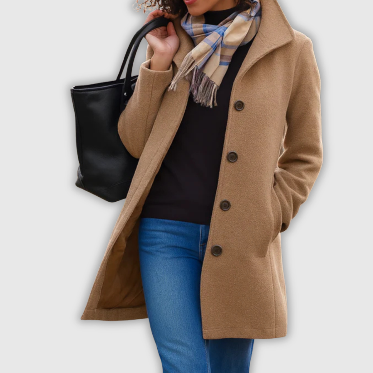 Apolline | Abrigo de Invierno Clásico con Tapeta de Botones, Elegante
