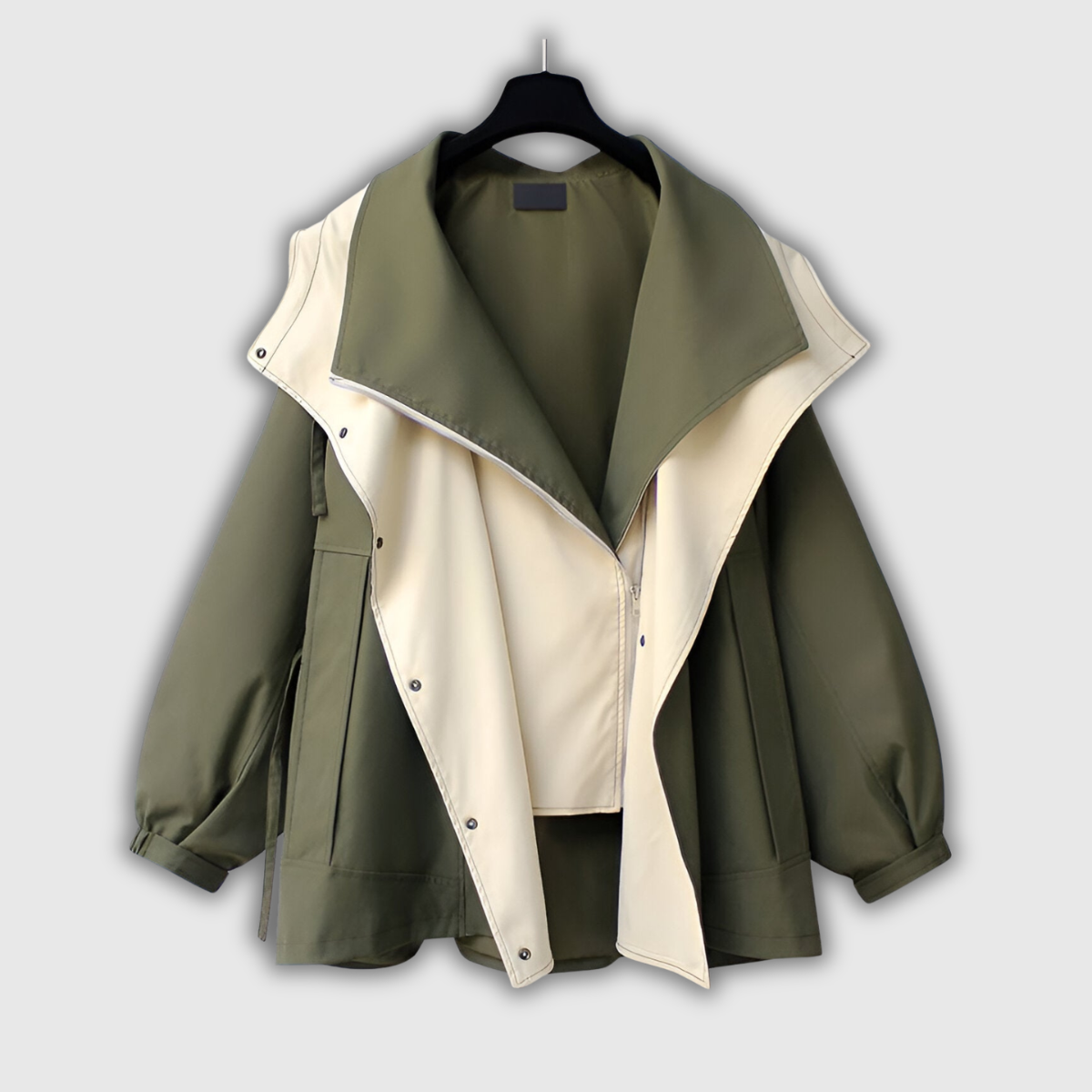 Winifred | Cortavientos Bicolor con Cuello Chal, Moderno