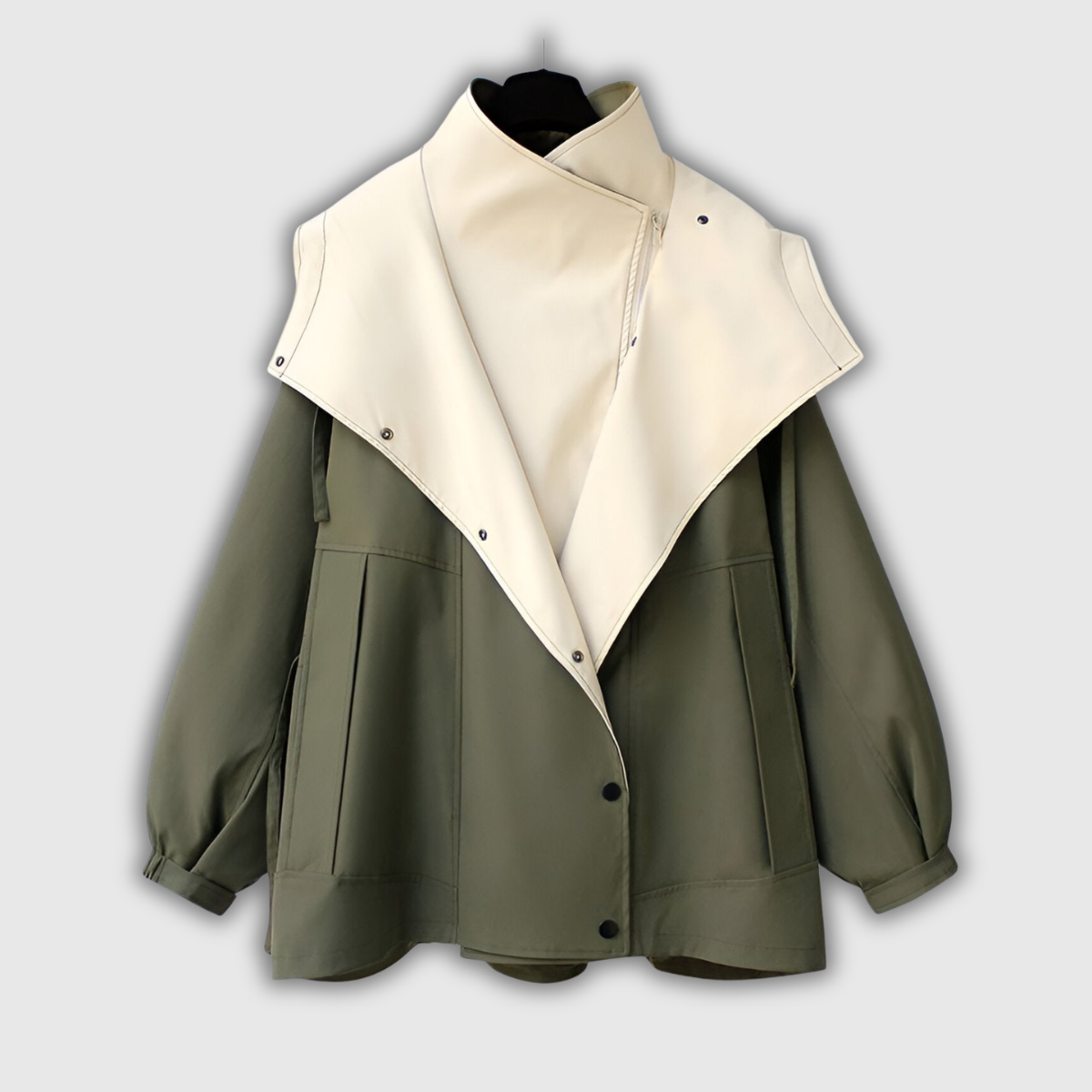 Winifred | Cortavientos Bicolor con Cuello Chal, Moderno