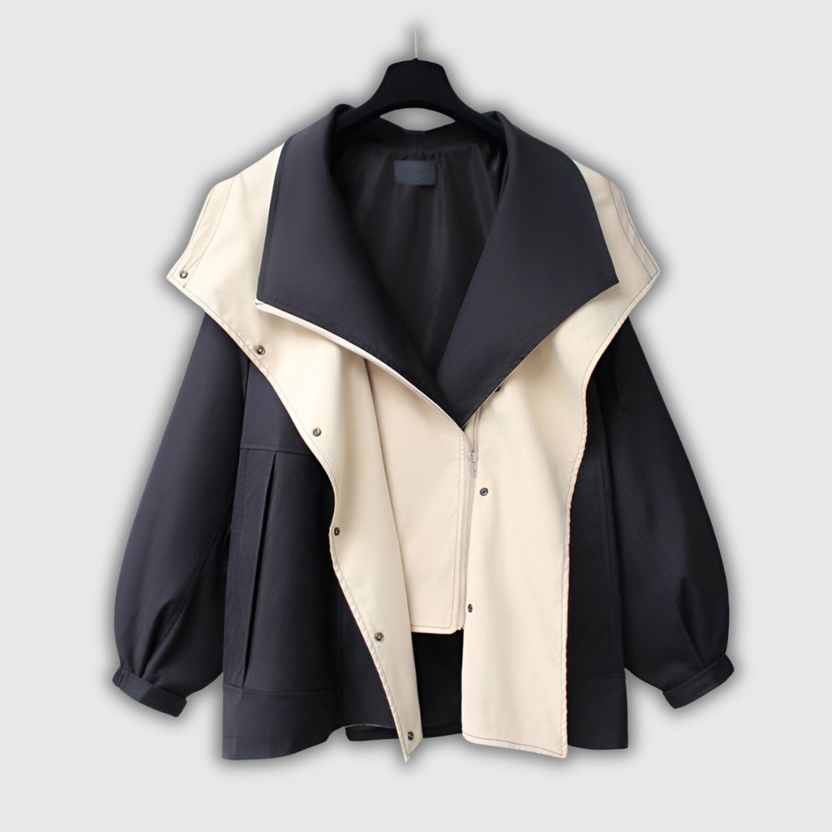 Winifred | Cortavientos Bicolor con Cuello Chal, Moderno