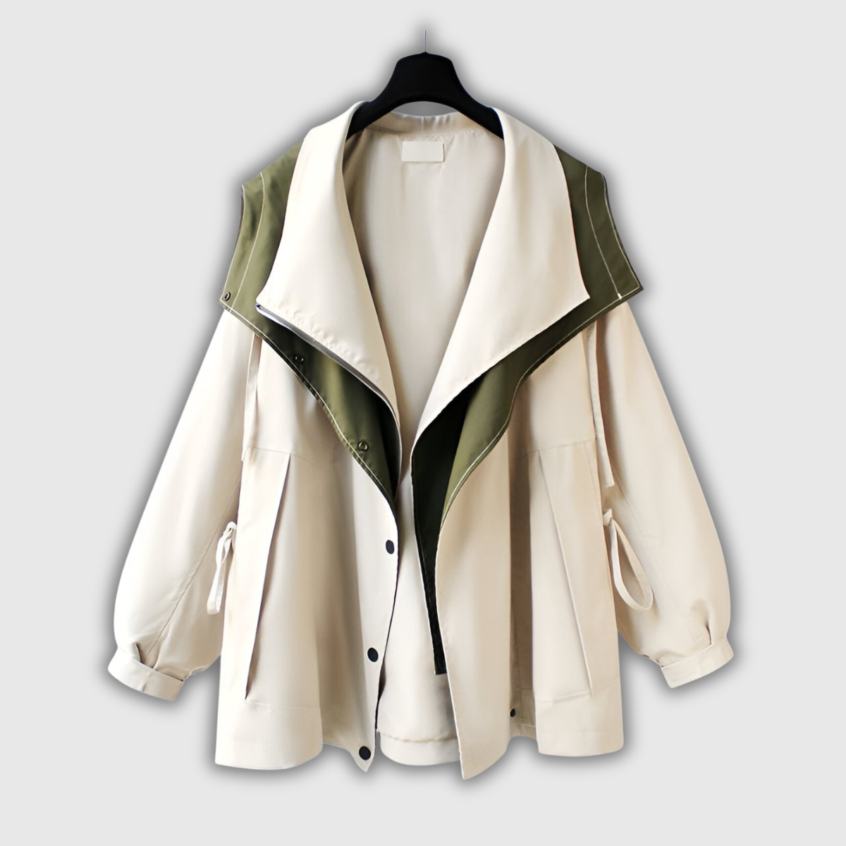 Winifred | Cortavientos Bicolor con Cuello Chal, Moderno