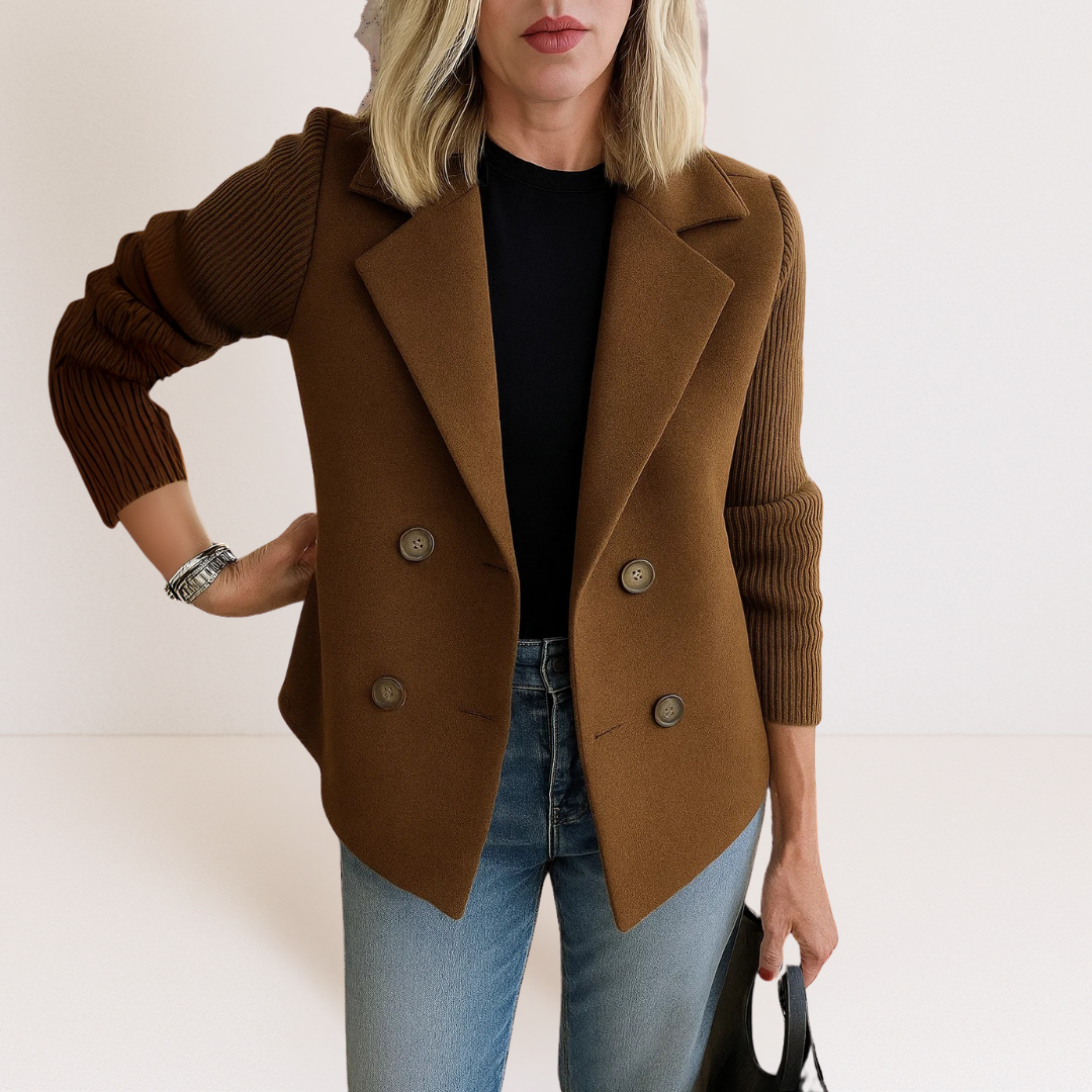 Romane | Abrigo Entallado con Mangas de Punto, Elegante