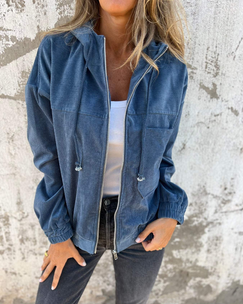 Eileen | Chaqueta de Pana con Capucha y Cremallera, Casual