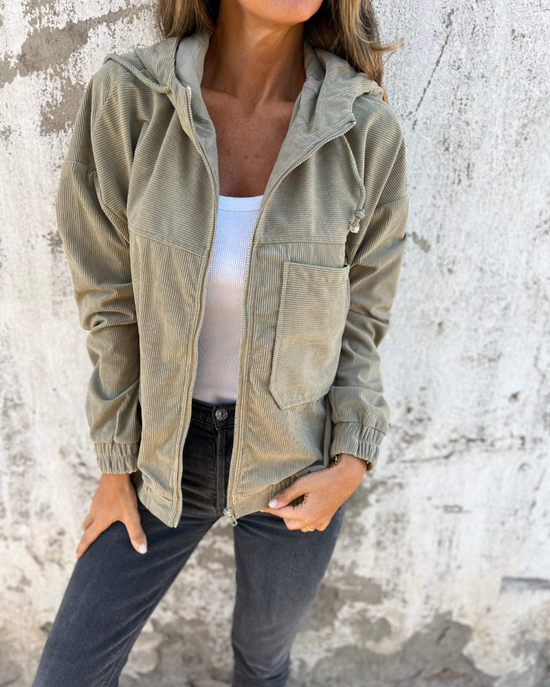 Eileen | Chaqueta de Pana con Capucha y Cremallera, Casual