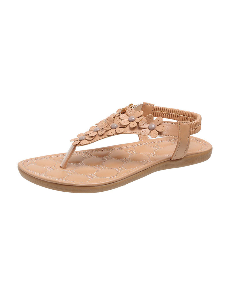 Sandalias de Playa con Flores en Relieve