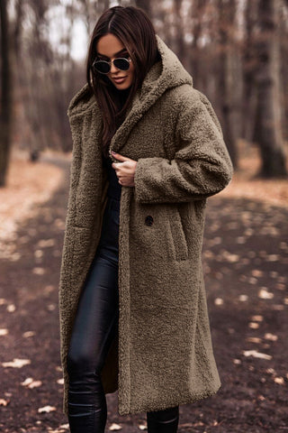 Olalla | Abrigo Teddy Largo con Capucha y Cuello, Acogedor