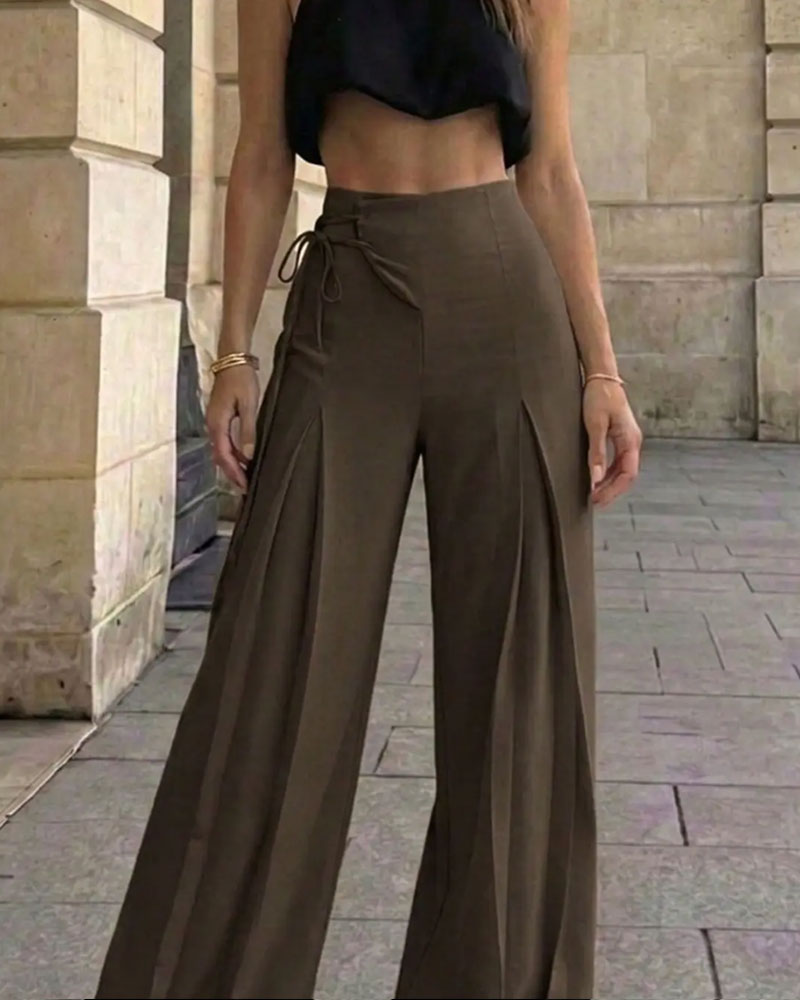 Nerina | Pantalón Largo Liso con Cordones, Comodidad Elegante