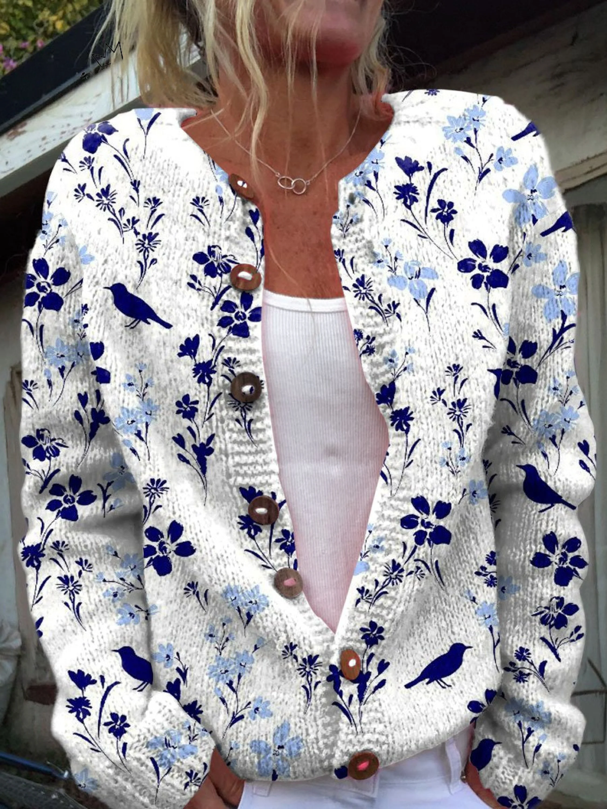 Dolores | Cárdigan de Botones con Flores Vintage, Romántico