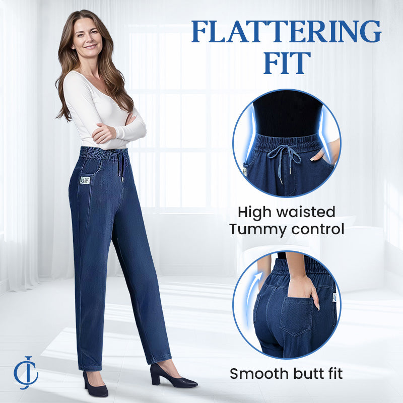 Vaquero Mom Fit de Tiro Alto y Tejido Elástico