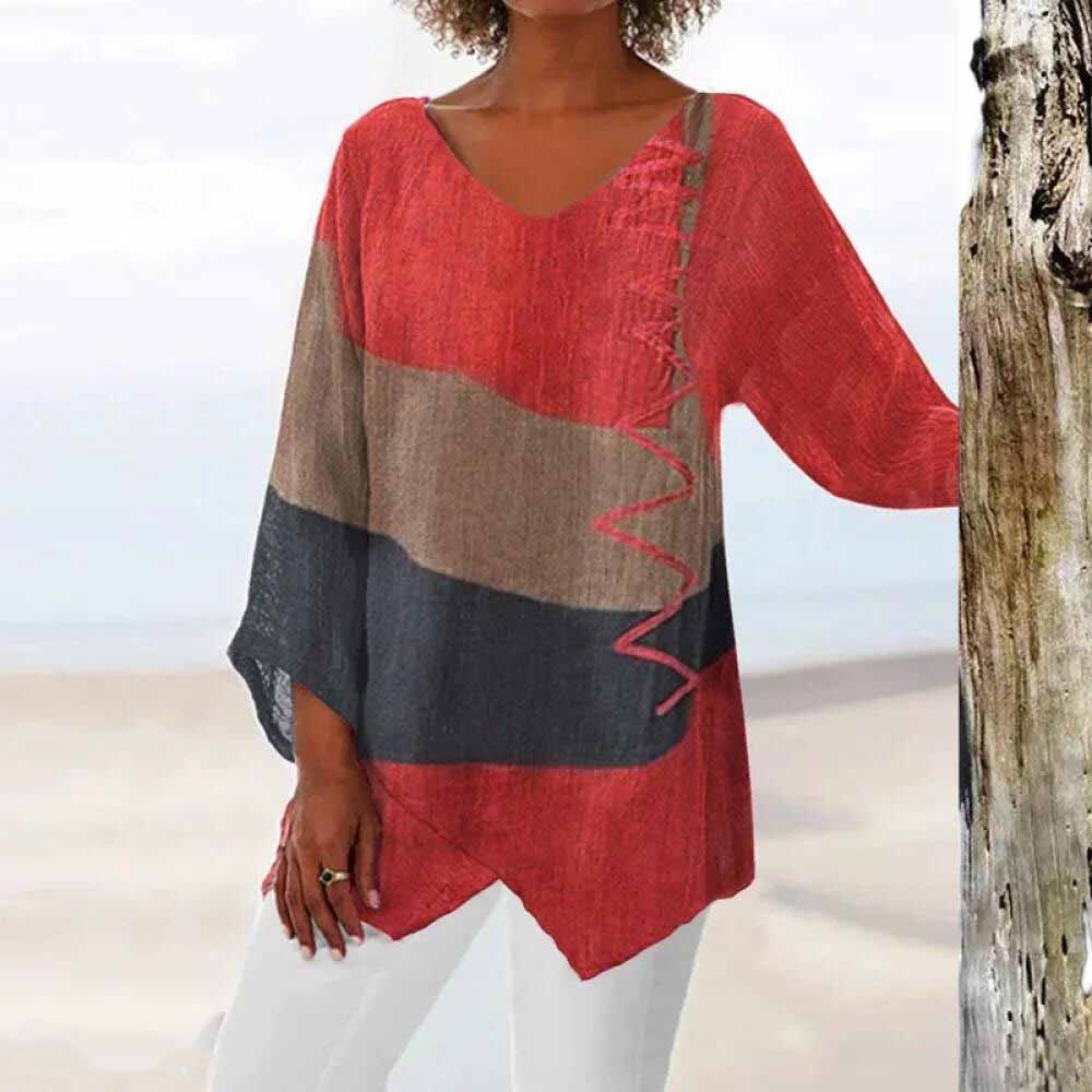 Nadia | Blusa Fluida con Estampado Artístico, Elegante