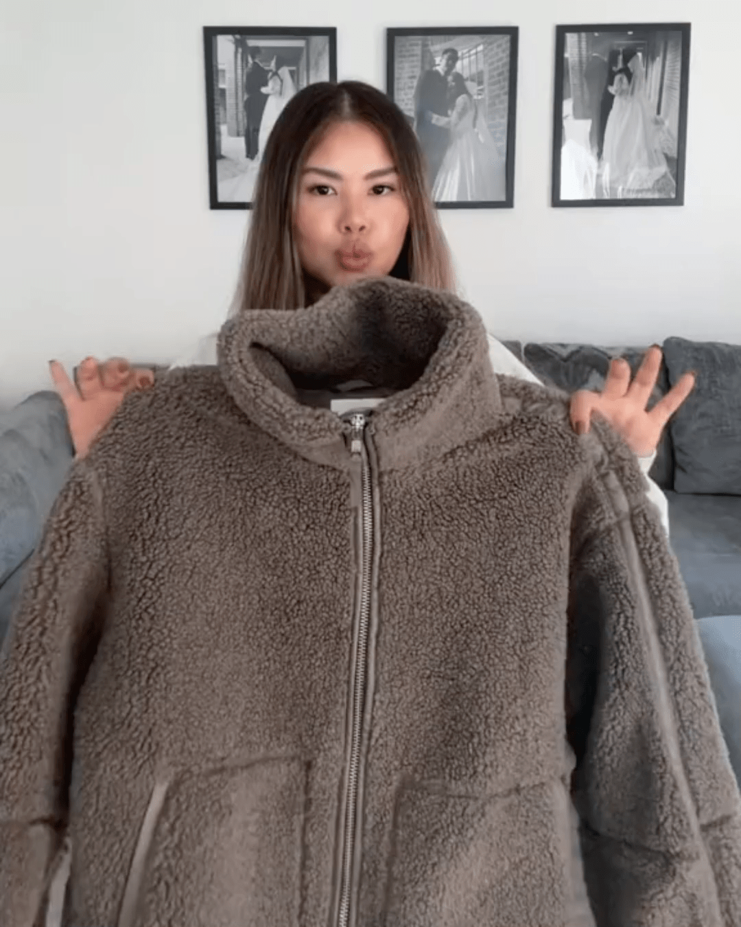 Raffaella | Chaqueta Teddy con Doble Cremallera, Acogedora