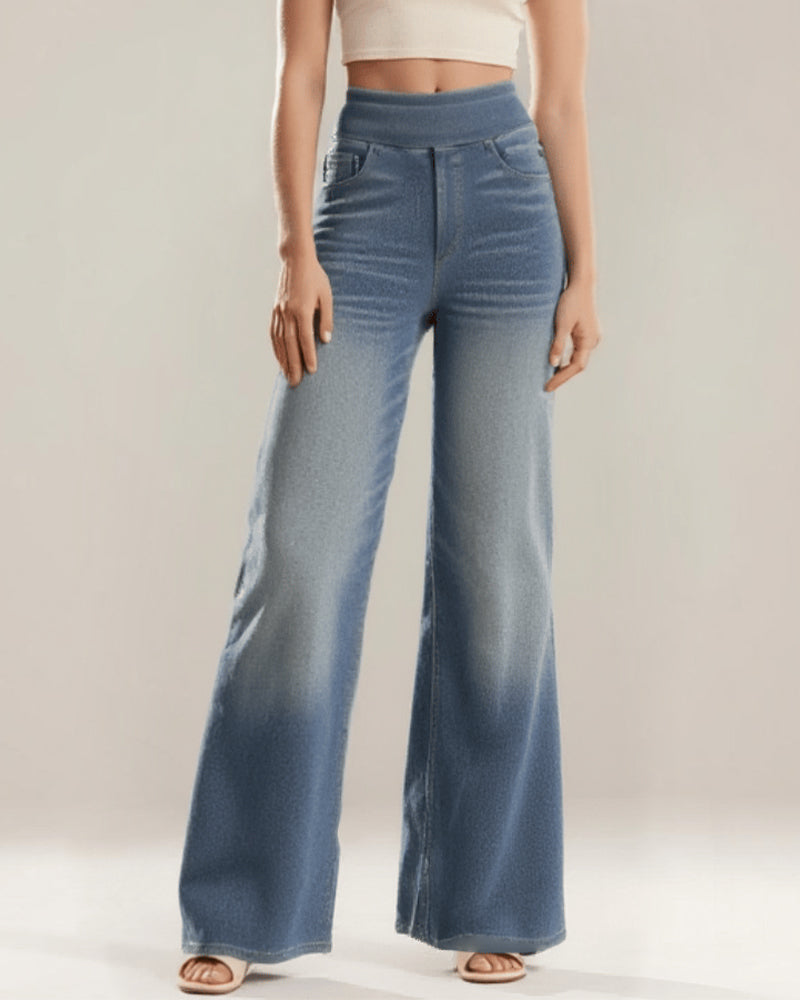 Oceanna | Vaqueros Baggy de Cintura Alta Lavados, Estilo Relajado