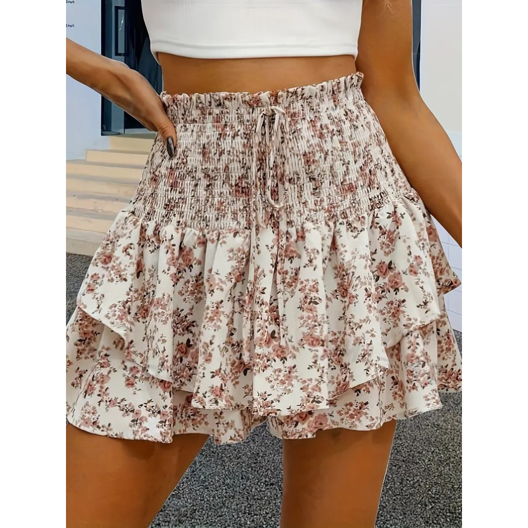 Lorenza | Falda Pantalón Ligera con Fruncido en Capas, Veraniega