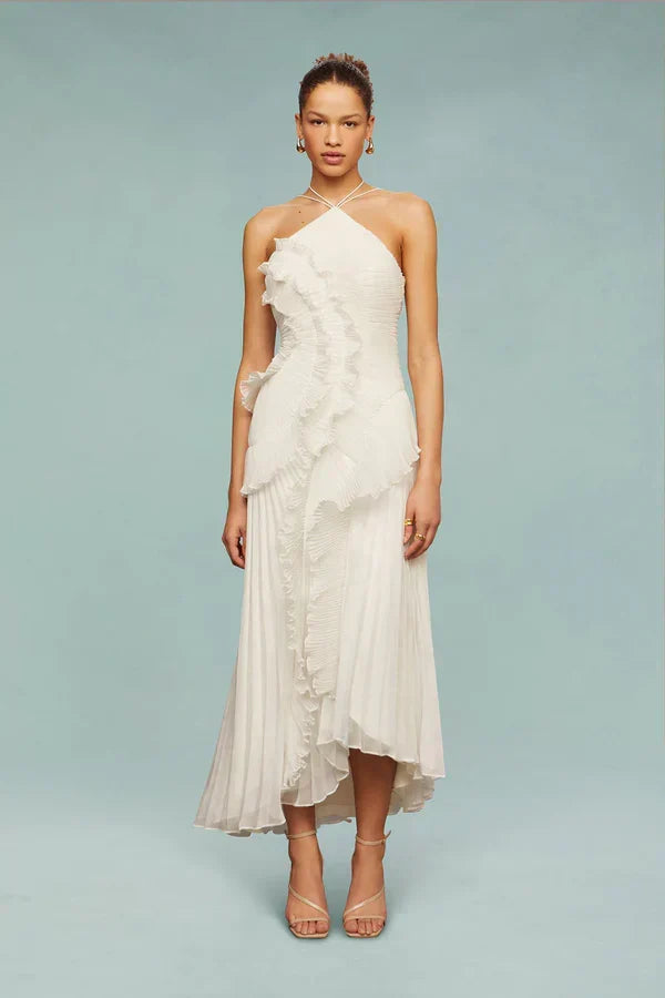 Liyana | Vestido con Volante en Espiral, Fluido y Femenino
