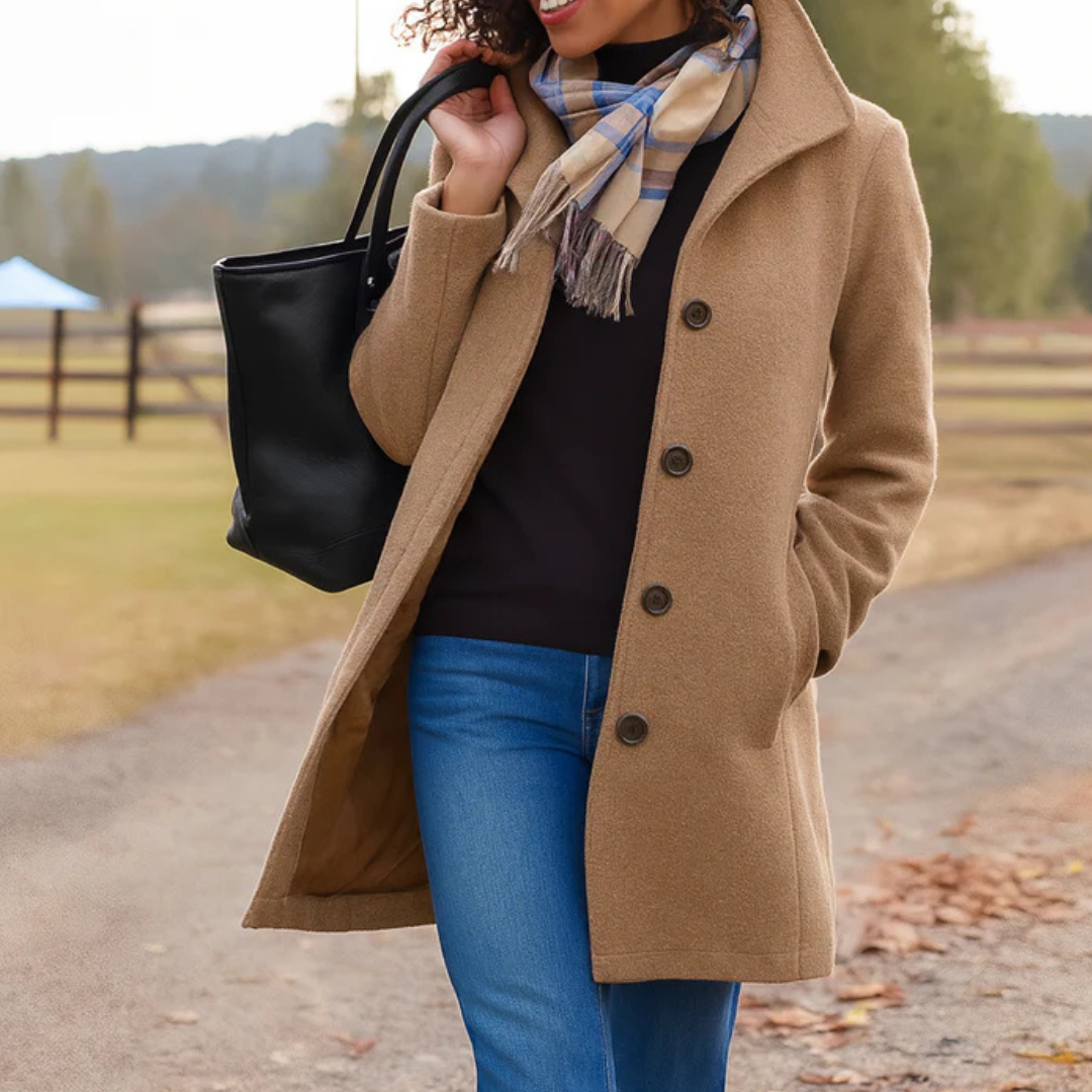 Apolline | Abrigo de Invierno Clásico con Tapeta de Botones, Elegante