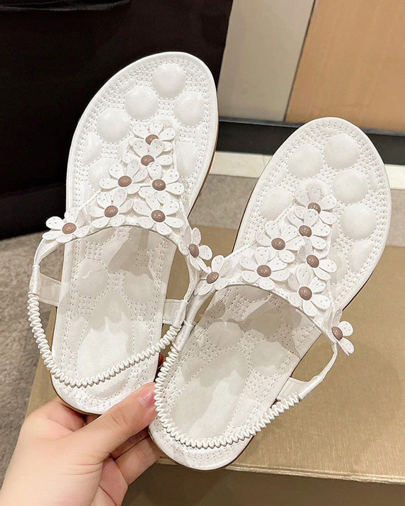 Sandalias de Playa con Flores en Relieve