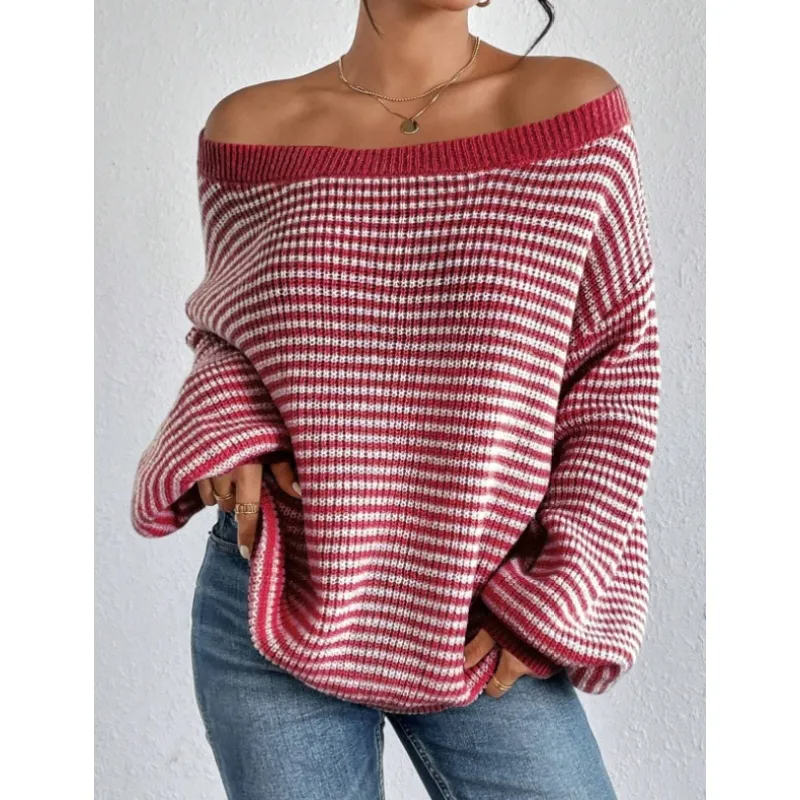 Lourdes | Jersey de Rayas con Hombros Descubiertos, Casual