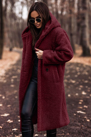 Olalla | Abrigo Teddy Largo con Capucha y Cuello, Acogedor