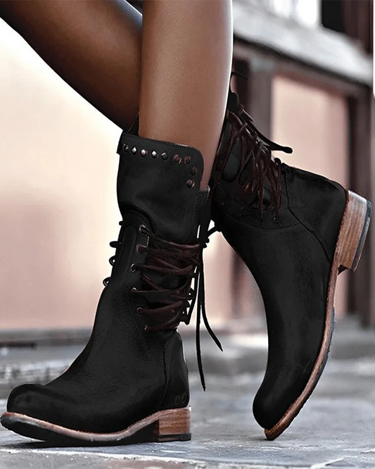 Botas Vintage con Cordones Laterales