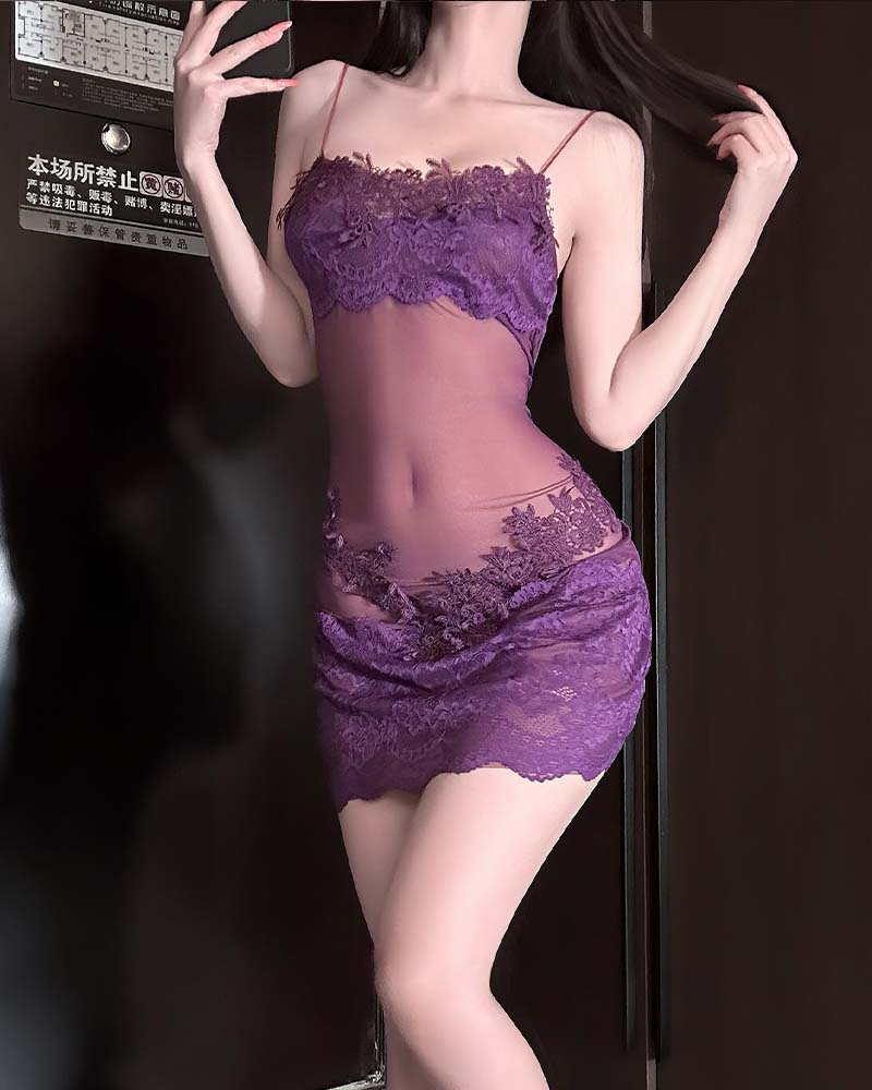 Camisón liso de encaje