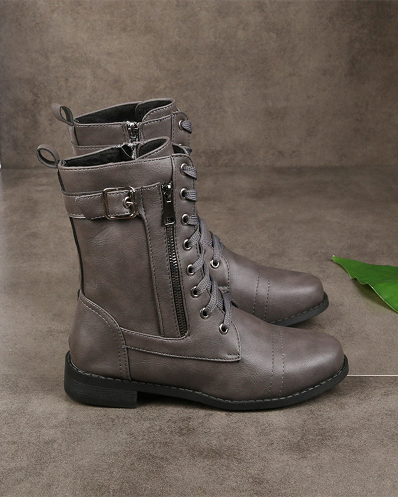 Botas de Puntera Redonda con Cremallera